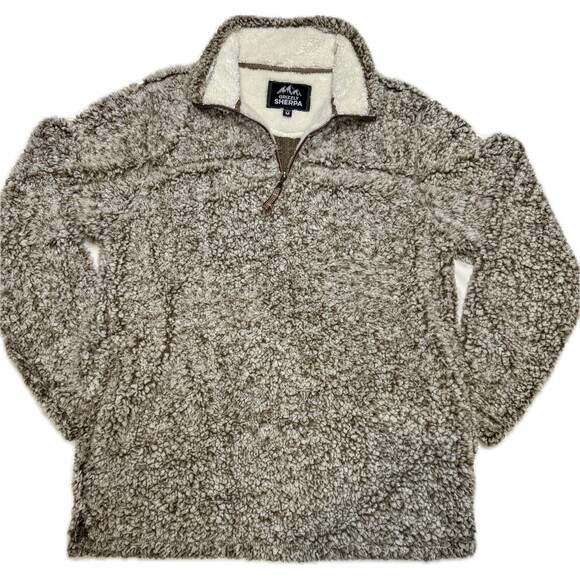 Grizzly Sherpa Pullover Women’s M  Quarter Zip Fleece Brown Beige Sweater Winter - Picture 1 of 9